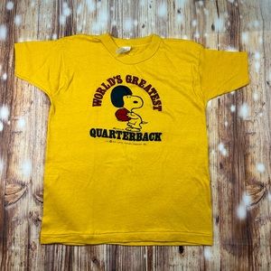 VTG 1958 World’s Greates Quarterback Snoopy Single Stitch T-shirt  18-20 Youth